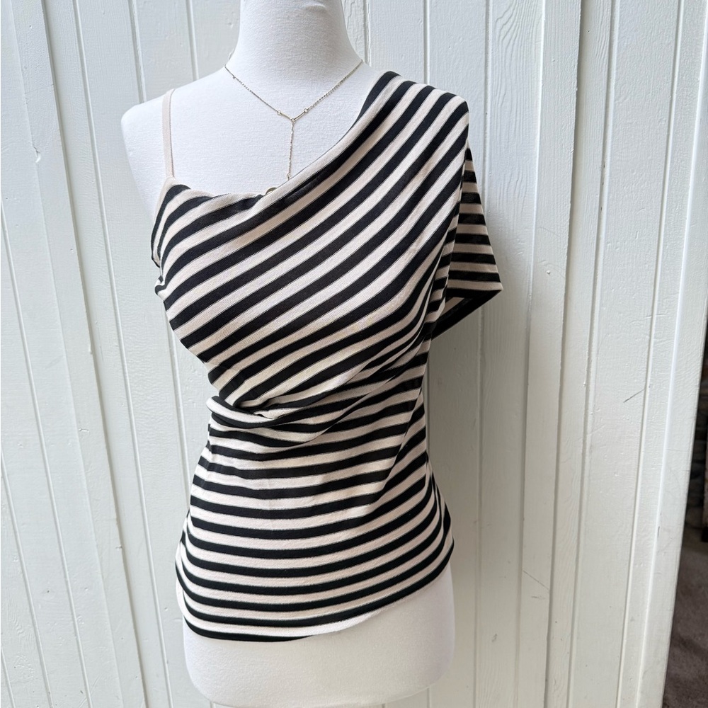 Sonia Rykiel Striped Black and White Wrap Top